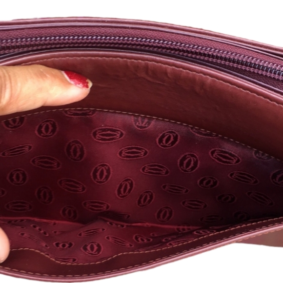 💋CARTIÉR-MUST DE CARTIÉR LEATHER BORDEAUX CLUTCH - Picture 6 of 16